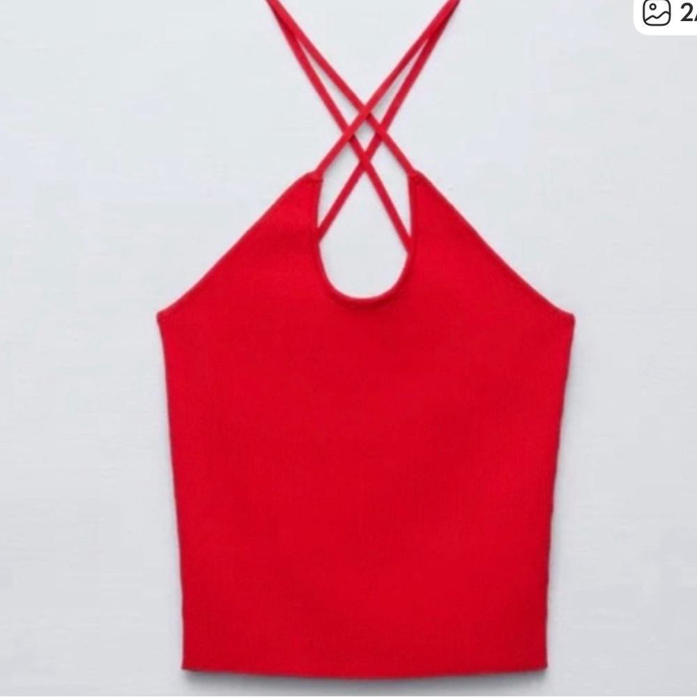 Zara Red Criss-Cross Tank Top